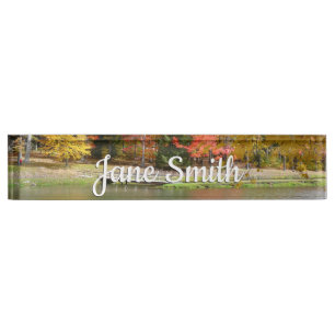 Seven Springs Fall Bridge III Herbstlandschaft Namensplakette