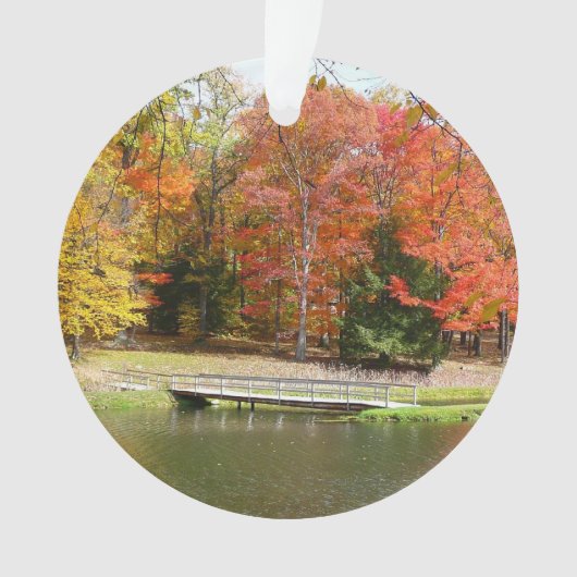 Seven Springs Fall Bridge III Herbstlandschaft Ornament (Vorderseite)