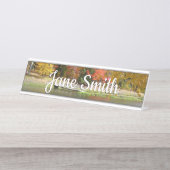 Seven Springs Fall Bridge III Herbstlandschaft Schreibtischnamensplakette (Vorderseite )