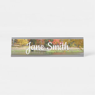 Seven Springs Fall Bridge III Herbstlandschaft Schreibtischnamensplakette