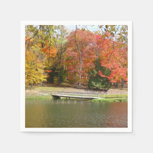 Seven Springs Fall Bridge III Herbstlandschaft Serviette (Vorderseite)