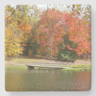 Seven Springs Fall Bridge III Herbstlandschaft Steinuntersetzer