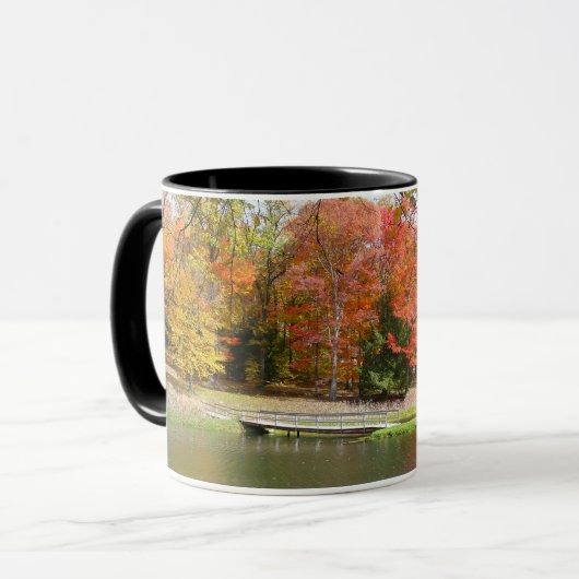 Seven Springs Fall Bridge III Herbstlandschaft Tasse (Vorderseite Links)