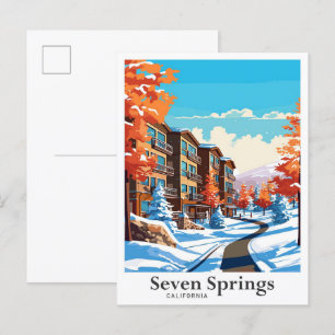 Seven Springs Kalifornien Reise Illustration Postkarte