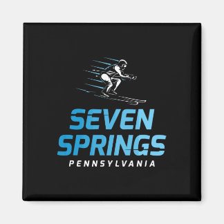 Seven Springs Pennsylvania Skigebiet Retro Skifahr Magnet