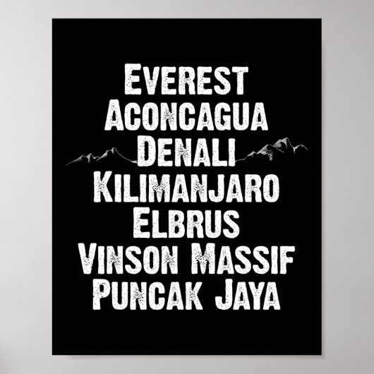 Seven Summits Geschenk Berggipfel der Welt Cli Poster (Vorne)