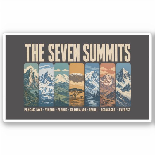 Seven Summits Mountain Landmarks Illustration Aufkleber (Vorderseite)