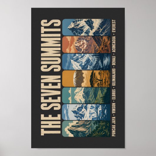 Seven Summits Mountain Landmarks Illustration Poster (Vorne)