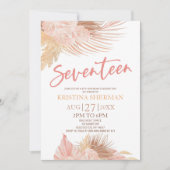 Seventeen Boho Pink Floral 17th Birthday Party Einladung (Vorderseite)