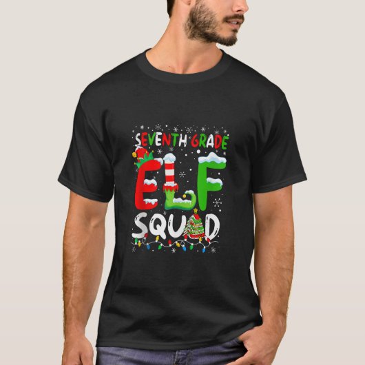 Seventh Grade ELF Squad Funny Christmas ELF Studen T-Shirt (Vorderseite)