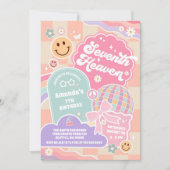 Seventh Heaven Cloud Rainbow Disco 7th Birthday Einladung (Vorderseite)