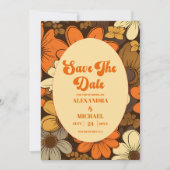 Seventies Retro Floral Wedding Save The Date (Vorderseite)