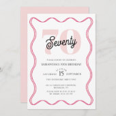 Seventieth Retro Wavy Borders 70. Geburtstag Einladung (Vorne/Hinten)