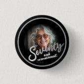 Seventy 70th Birthday photo script silver black Button (Vorderseite)