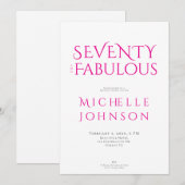 Seventy and Fabulous Minimal 70th Birthday Party Einladung (Vorne/Hinten)