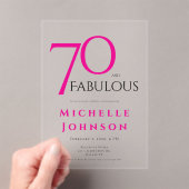 Seventy and Fabulous Minimal Pink 70th Birthday Acryleinladungen (Insitu (Handheld))