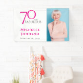 Seventy and Fabulous Minimal Pink 70th Birthday Banner (Insitu)
