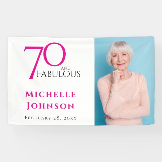 Seventy and Fabulous Minimal Pink 70th Birthday Banner (Horizontal)