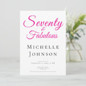 Seventy and Fabulous Minimal Pink 70th Birthday Einladung (Stehend Vorderseite)