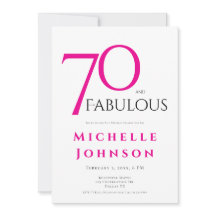 Seventy and Fabulous Minimal Pink 70th Birthday
