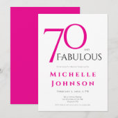 Seventy and Fabulous Minimal Pink 70th Birthday Einladung (Vorne/Hinten)