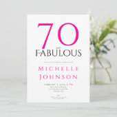 Seventy and Fabulous Minimal Pink 70th Birthday Einladung (Stehend Vorderseite)