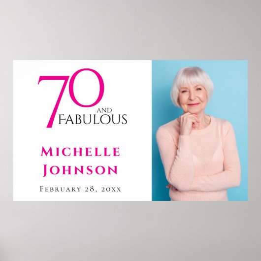 Seventy and Fabulous Minimal Pink 70th Birthday Poster (Vorne)