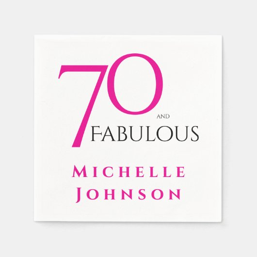 Seventy and Fabulous Minimal Pink 70th Birthday Serviette (Vorderseite)