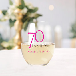 Seventy and Fabulous Minimal Pink 70th Birthday Weinglas Ohne Stiel