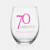Seventy and Fabulous Minimal Pink 70th Birthday Weinglas Ohne Stiel (Vorderseite)