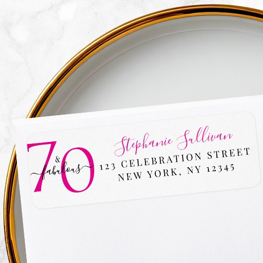 Seventy Fabulous Pink 70th Birthday Return Address