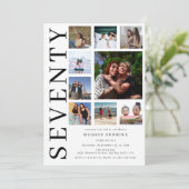 Seventy Photo Collage 70th Birthday Party Einladung (Stehend Vorderseite)