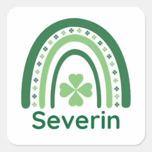 Severin Name Clover Boho Regenbogen Quadratischer Aufkleber