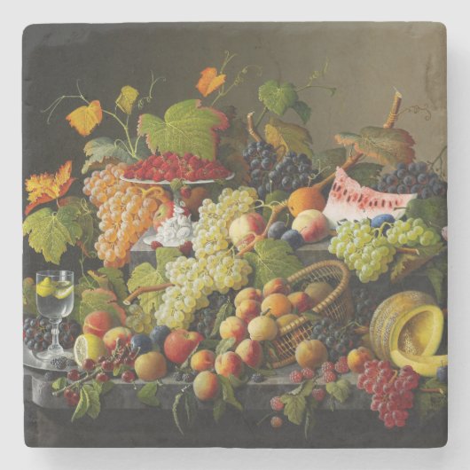 Severin Roese Still Life mit farbenfrohen Traubenf Steinuntersetzer (Vorderseite)