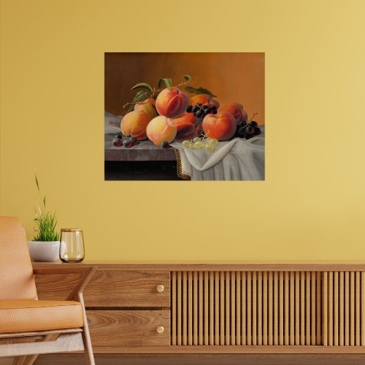 Severin Roesen - Pfirsiche, Trauben, Äpfel Poster (Wohnzimmer 2)