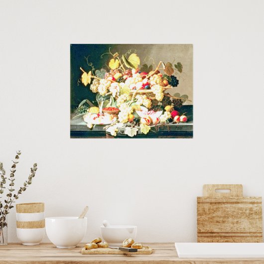 Severin Roesen - Stillleben mit Obst Poster (Küche)