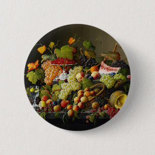 Severin Roesen Überreiches Früchte-Stillleben Kuns Button