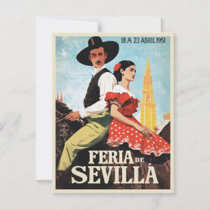 Sevilla Feria de Abril 1951 Vintag Postkarte