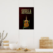 SEVILLA. Guitarra flamenca con Giralda de Sevilla. Poster (Küche)