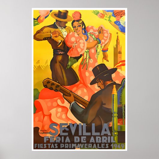 Sevilla Kunst Spanien Reiseplakat Spanischer Druck Poster (Vorne)