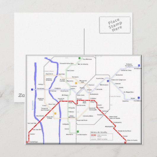 Sevilla Metro Karte (Vorne/Hinten)