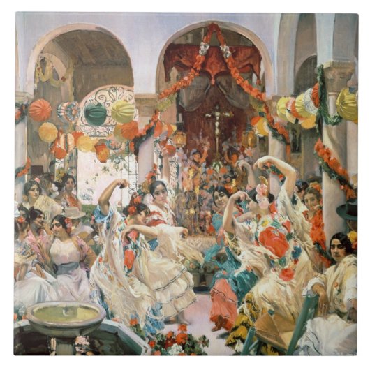 Sevilla (Öl auf Leinwand) Fliese (Vorderseite)