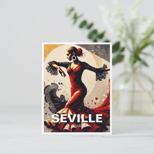 Sevilla Spain Flamenco Dancer Postkarte (Stehend Vorderseite)