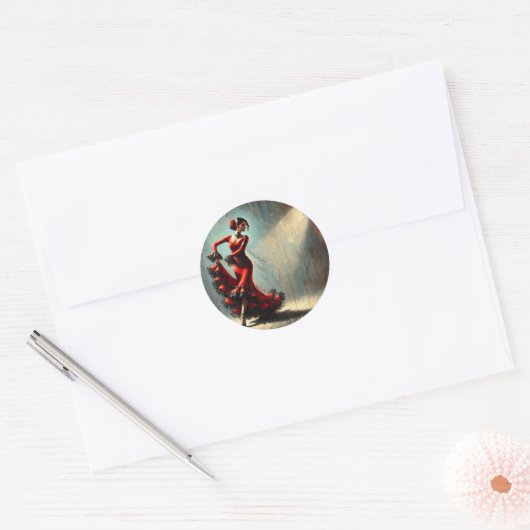 Sevilla Spain Flamenco Dancer Runder Aufkleber (Umschlag)