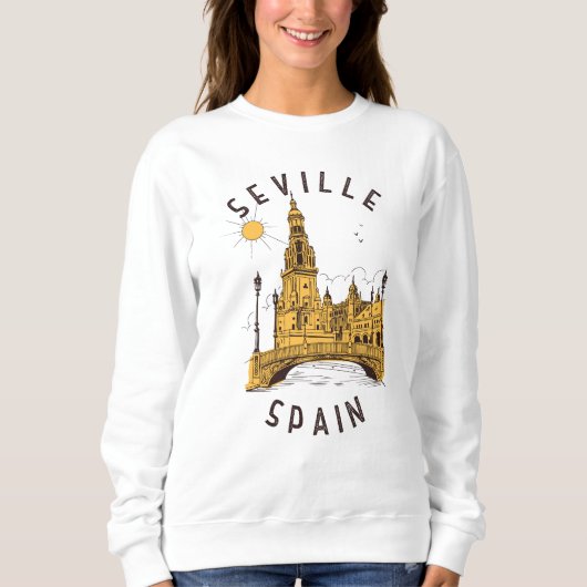 Sevilla Spain Plaza de España Distressed Circle Sweatshirt (Vorderseite)