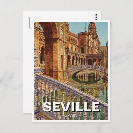 Sevilla Spain Plaza de Espana Postkarte (Vorne/Hinten)