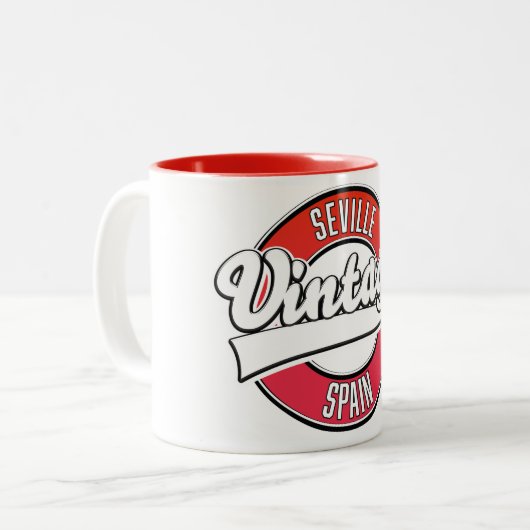 Sevilla Spain Retrologo Zweifarbige Tasse (Vorderseite Links)