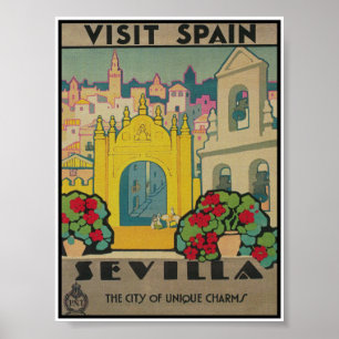 Sevilla Spain Vintage Travel Poster