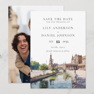 Sevilla Spanien Aquarell Foto Hochzeit Save The Date