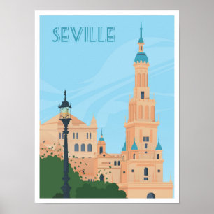 Sevilla Spanien Art Vintage Poster
